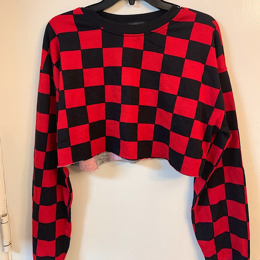 Checkered Cropped Sweater